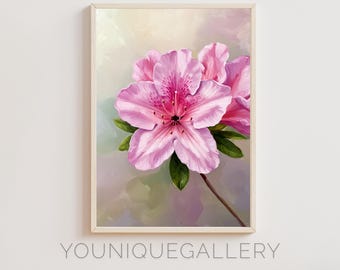 Pink Azalea Flower Print: Botanical Wall Art (Digital Download)