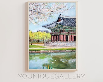 Gyeongbokgung Palace Oil Painting Art Print: South Korea (Digital Download)