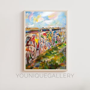 Berlin Wall Oil Painting Printable, Germany Wall Art Poster, Digital Download German Print for Home Decor