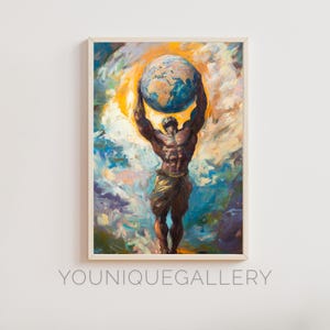 Printable Atlas Titan Wall Art, Greek Mythology Painting, Office Study Decor Digital Download, Strength Symbol Print Poster