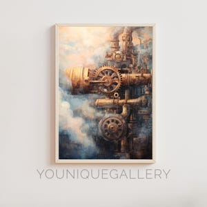 Intricate Steampunk Art Print | Digital Painting Gears | Industrial Machinery Printable Wall Art | Vintage Mechanical Home Decor Gift