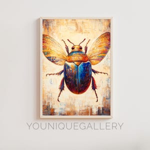 Scarab Beetle Printable Wall Art Poster – Egyptian Symbol Digital Download Painting for Home, Office & Living Room Spiritual Decor