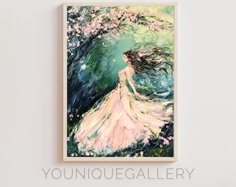 Persephone Cherry Blossom Painting: Greek Goddess Art (Digital Download)