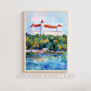 Bratislava Castle Oil Painting Printable, Slovakia Wall Art Poster, Digital Download Slovakian Print for Home Decor