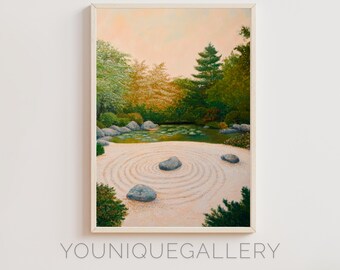 Zen Garden Art Print: Japanese Rock Garden Landscape (Digital Download)