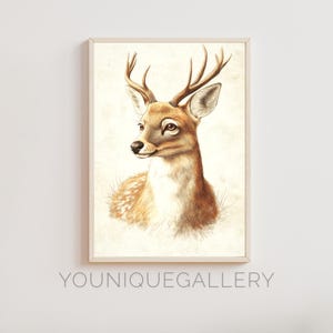 Deer Wall Art Printable, Woodland Animal Decor, Rustic Deer Art Print, Digital Download, Stag Poster for Nature and Wildlife Lovers