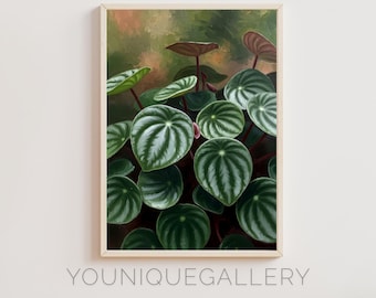 Watermelon Peperomia Botanical Print | Plant Lover Gift | Modern Houseplant Wall Art | Digital Download