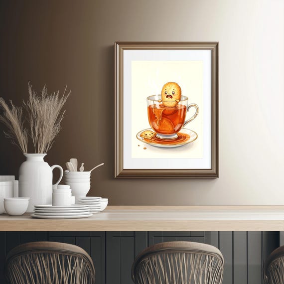 Tea Time Tragedy Print: Funny Cookie Art (digital Download) - Etsy