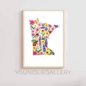 Minnesota Blumen Karte druckbare Wandkunst, Lady Slipper Aquarell Print Poster, digitaler Download Nordstern Zustand Dekor Minnesota Geschenk