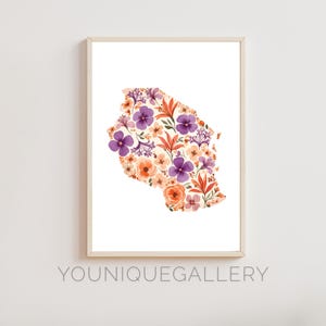 Tansania Blumen Karte druckbare Malerei, Aquarell afrikanische Wildblumen Kunst, Tansania Dekor Geschenk, Ostafrika digitaler Download