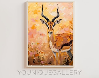 Antelope Painting Printable: Elegant African Wildlife Art (Digital Download)