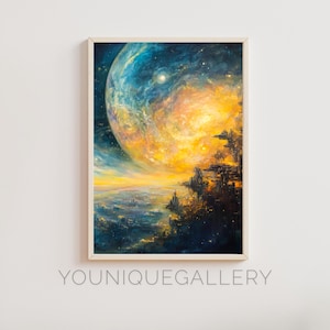 Futuristic City Art Print | Digital Painting Sci-Fi Landscape | Epic Space Scene Printable Wall Art | Science Fiction Home Decor Gift