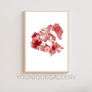 Kanada Floral Karte druckbare Malerei, Aquarell Ahornblatt Wildblumen Kunst, kanadische Dekor Geschenk, Canadiana digitaler Download