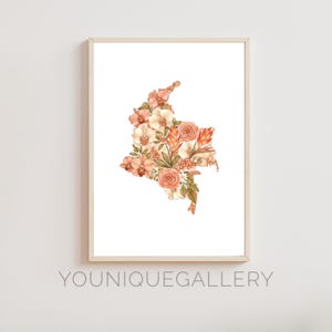 Kolumbien Karte druckbare Malerei, grüne botanische Aquarellkunst, kolumbianische Dekor Geschenk, Südamerika digitaler Download