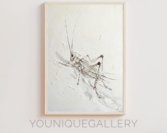 Cicada Wall Art: Minimalist Insect Impasto Painting (Digital Download)