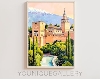 Alhambra Spain Painting: Andalusian Landscape Art Print (Digital Download)