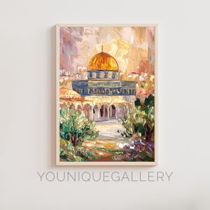 Temple Mount Oil Painting Printable, Jerusalem Wall Art Poster, Digital Download Israel Print for Home Decor
