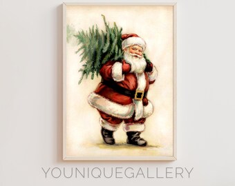 Vintage Santa Claus Print: Retro Christmas Wall Art (Digital Download)