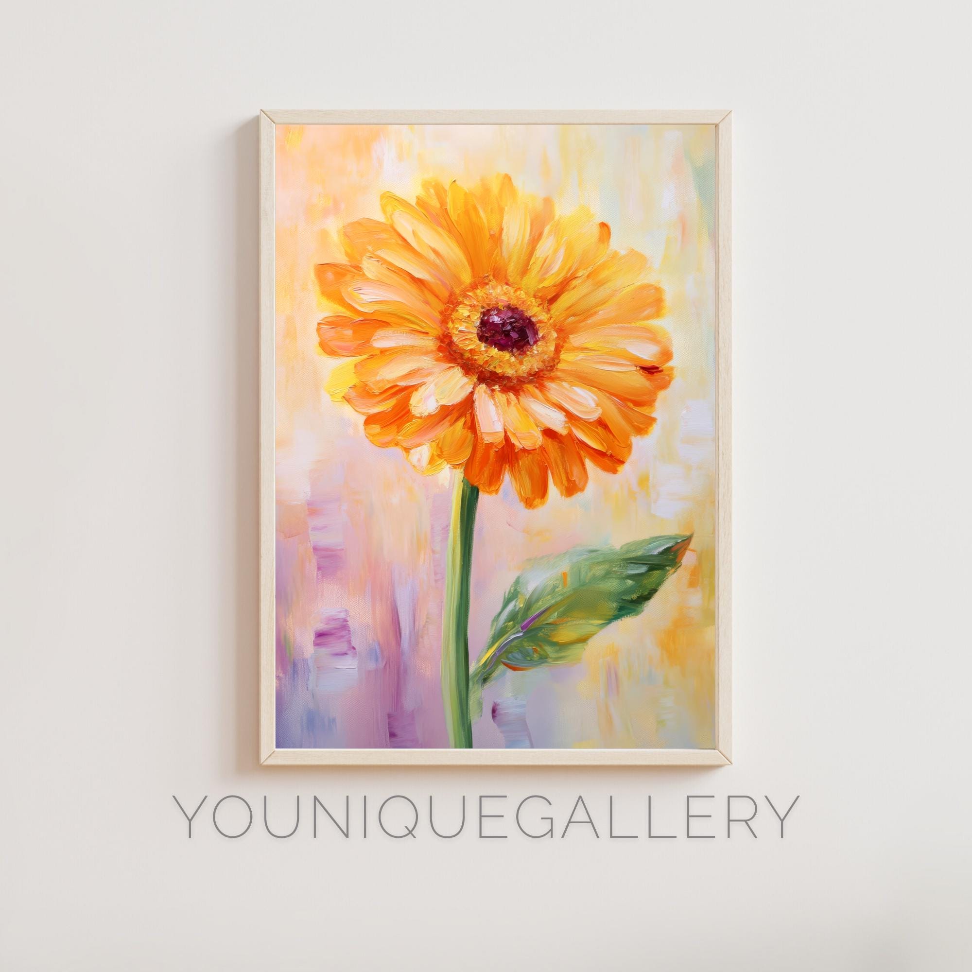 Gerbera Daisy Art Print: Orange Floral Painting (digital Download