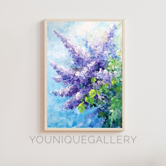 ライラックの木の絵画：紫色の花の印象派アート（デジタルダウンロード