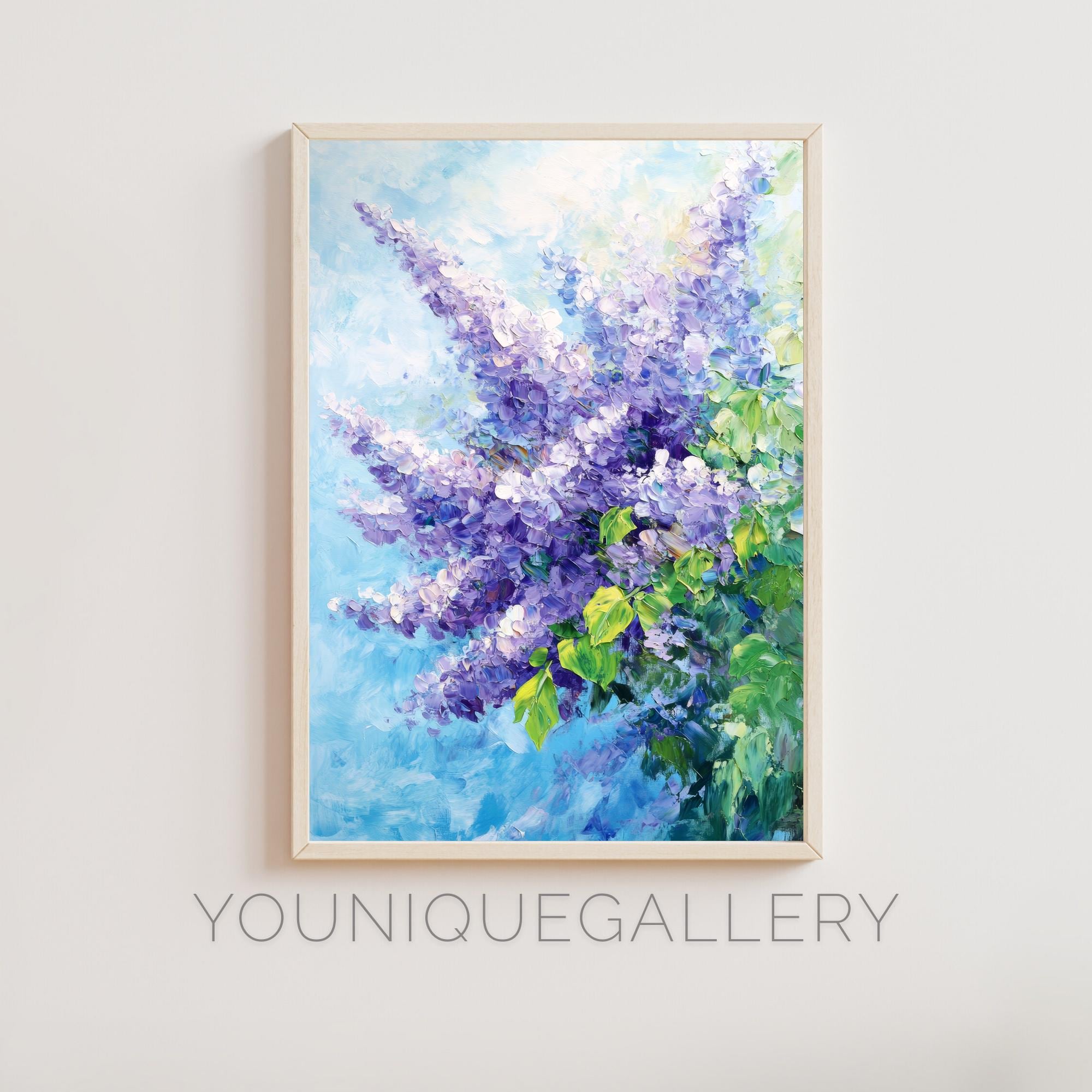 ライラックの木の絵画：紫色の花の印象派アート（デジタルダウンロード