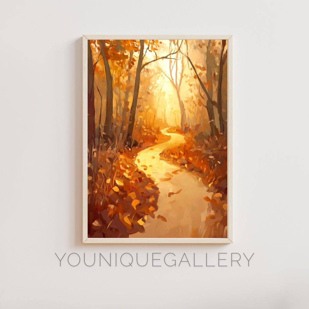 Cozy Autumn Forest Printable Art, Fall Landscape Painting Digital ...