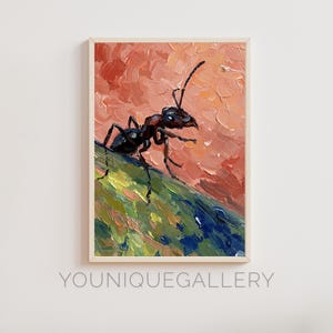 Pintura de formiga para impressão, arte de parede com insetos ousados, arte moderna de insetos, decoração exclusiva de formigas, download digital para amantes da natureza e fãs de entomologia