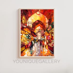Grand Bazaar Oil Painting Printable, Istanbul Wall Art Poster, Digital Download Turkish Print for Home Decor