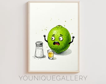 Grappige limoenkunstprint: eigenzinnig keukendecor (digitale download)