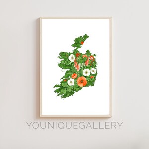 Impresión de pintura con el contorno del mapa de Irlanda, recuerdo de viaje irlandés, decoración inspirada en la bandera celta, regalo imprimible de Eire para descargar