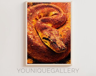 Coiled Snake Printable Painting: Exotic Wildlife Wall Art (Digital Download)