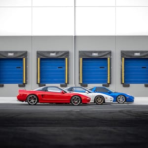 NSX Trio Poster Druck Wandkunst Garage Mancave Wohnheim Rot, Weiß und Blau