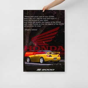 S2000 Cherry Blossom Poster - Honda Logo and Shigeru Text