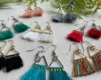 Triangle Tassel Dangle Earrings