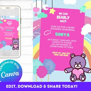 Bear Baby Shower Animated Invitation Instant Download Invite Editable Template Personalized Digital GIF video