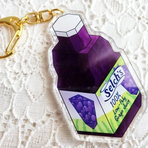 FFXIV Low Polygon Count Grape Juice Keychain // Endwalker Grape Meme Charm