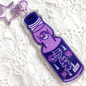 Gastly / Haunter / Gengar Ramune Bottle Keychain // Ghost-Type Double-sided Keychain Charm