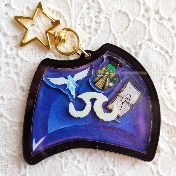 FFXIV Scholar Job Stone Shaker Keychain // Final Fantasy XIV SCH Soul Crystal Shaker Charm