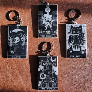 Ghost-Type Tarot Keychains // Silver Glitter Acrylic Duskull, Gastly, Haunter, Gengar, Banette Tarot Charms