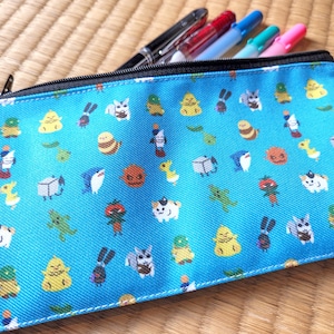 FFXIV Minion Zipper Pouch BLUE VERSION // Chocobo Tonberry Fat Cat Cactuar Moogle Pencil Case
