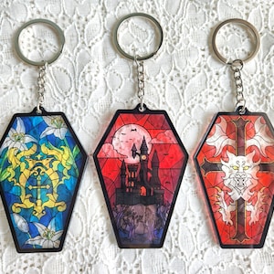 Castlevania Stained Glass-Style Keychain // Dracula Belmont Alucard Charm