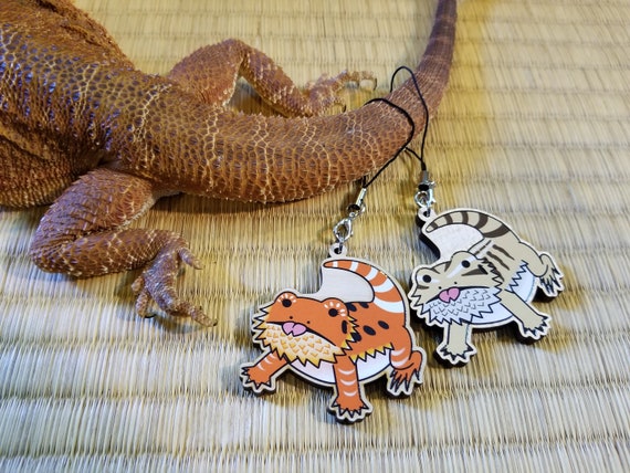 Orange Bearded Dragon Wooden Charm // Beardie // Lizard // Reptile