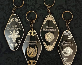 Resident Evil Village Motel Tag Keychains NEW VERSION // RE8 Heisenberg Beneviento Moreau Dimitrescu Motel Tags