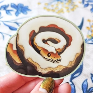 Pegatina de rollo de canela con serpiente // Calcomanía de postre de reptil