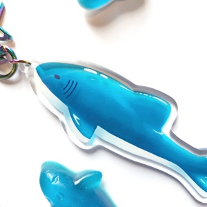 Gummy Shark Acrylic Keychain // Shark Candy Charm