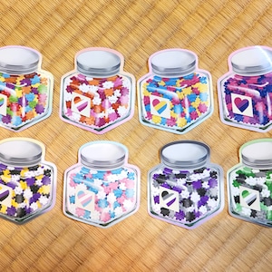 Pride Konpeito Stickers // LGBTQ Lesbian Pan Bi NB Trans Ace Aro Decals