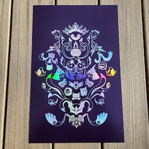 Ghost-Type Iridescent Foil Print // Gengar Chandelure Mimikyu Rotom Art Print