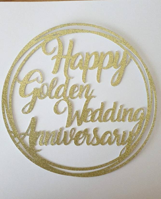 Happy Golden Wedding Anniversary Cake Topper Wedding Etsy UK