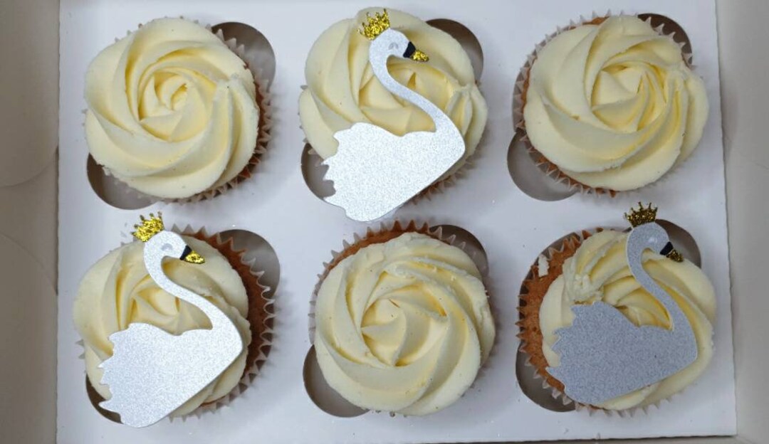 Swan Cupcake Toppers Swan Swan Toppers Layered Swan Topper Etsy UK