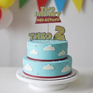 Personalised Toy Story Themed Cake Topper • Toy Story Themed Toppers • Toy Story Themed Name and Age Charm •